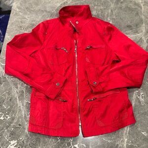 White House Black Market Red Full Zip Jacket Women’s Size 14 Pockets No Belt